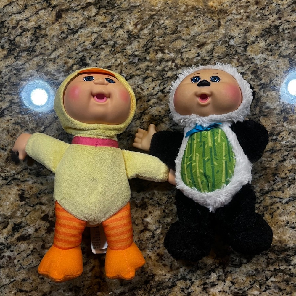 Cabbage Patch Kids Cuties Duck and Panda Plush Dolls 9 Inch Lot of 2 2015 2016